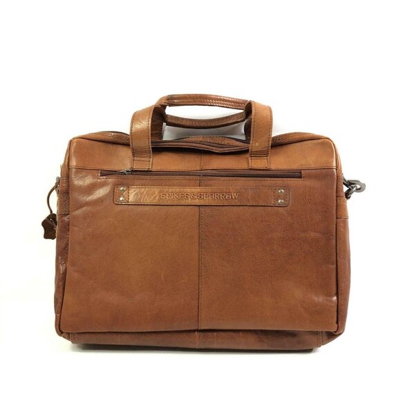 Spikes & Sparrow Business Laptop Bag Premium Leather Sawyer Brandy Cognac - Picture 1 of 12